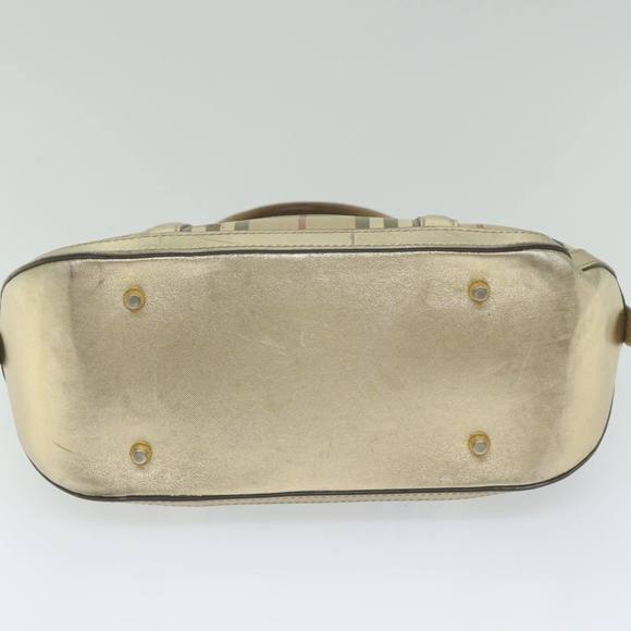 BURBERRY Nova Check Hand Bag Nylon Canvas Beige Auth 61344 - Picture 5 of 16